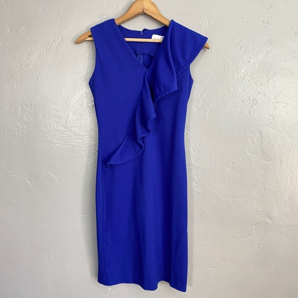 Amanda Uprichard Dresses & Skirts - Amanda Uprichard Dress Women Size P Blue Sleeveless Sheath Bodycon Ruffle